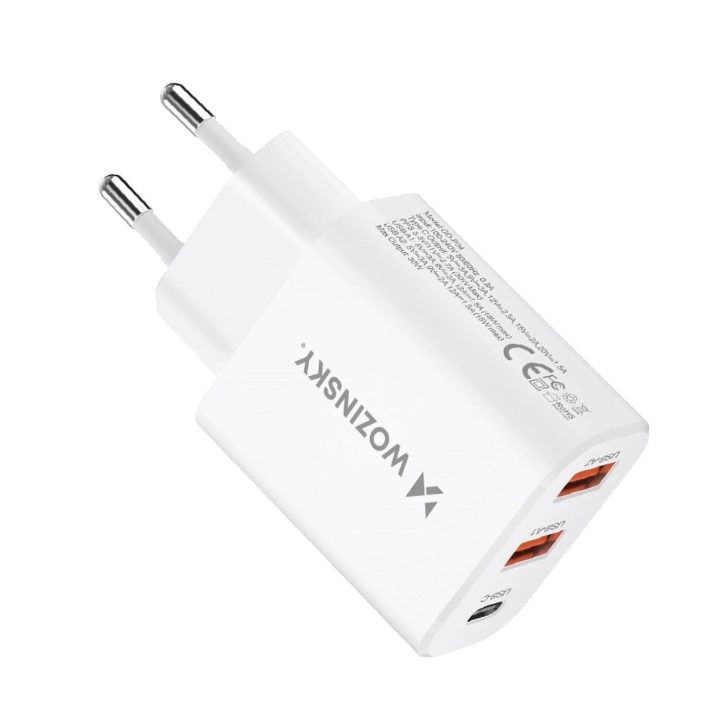 30W USB A sieninis kroviklis – baltas