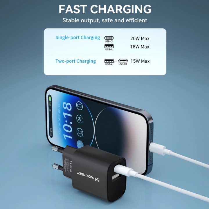 Įkroviklis WGWCB USB C 20 W, juodas