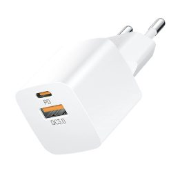 20W USB A sieninis įkroviklis - baltas