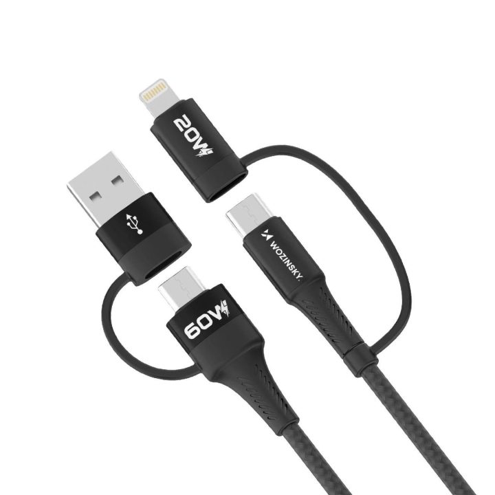 4in1 kabelis 2x USB A 1x Lightning 60W 1 m - juodas
