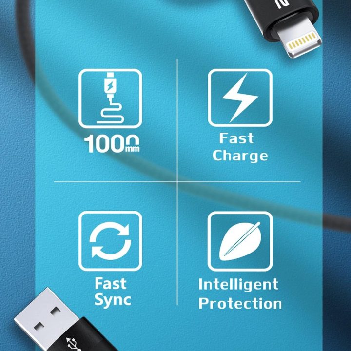 4in1 kabelis 2x USB A 1x Lightning 60W 1 m - juodas