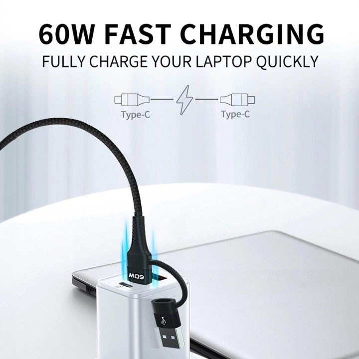 4in1 kabelis 2x USB A 1x Lightning 60W 1 m - juodas