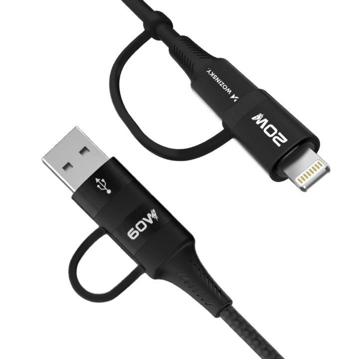 4in1 kabelis 2x USB A 1x Lightning 60W 1 m - juodas