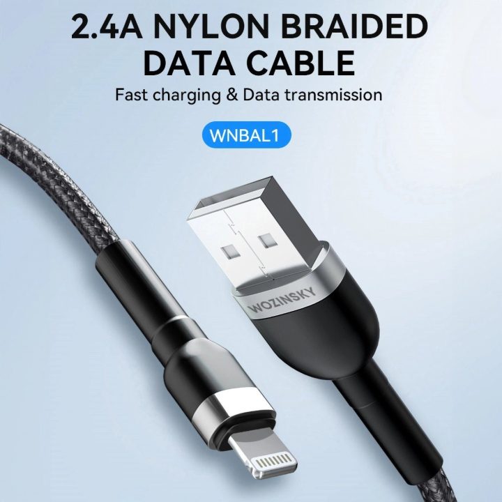 USB-A / Lightning“ 2,4 A kabelis 1 m - juodas