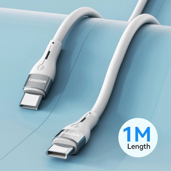 USB C PD 65W laidas 1 m ilgio - baltas