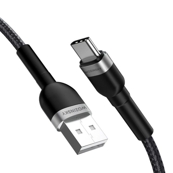 USB C 2.4A kabelis 2 m – juodas