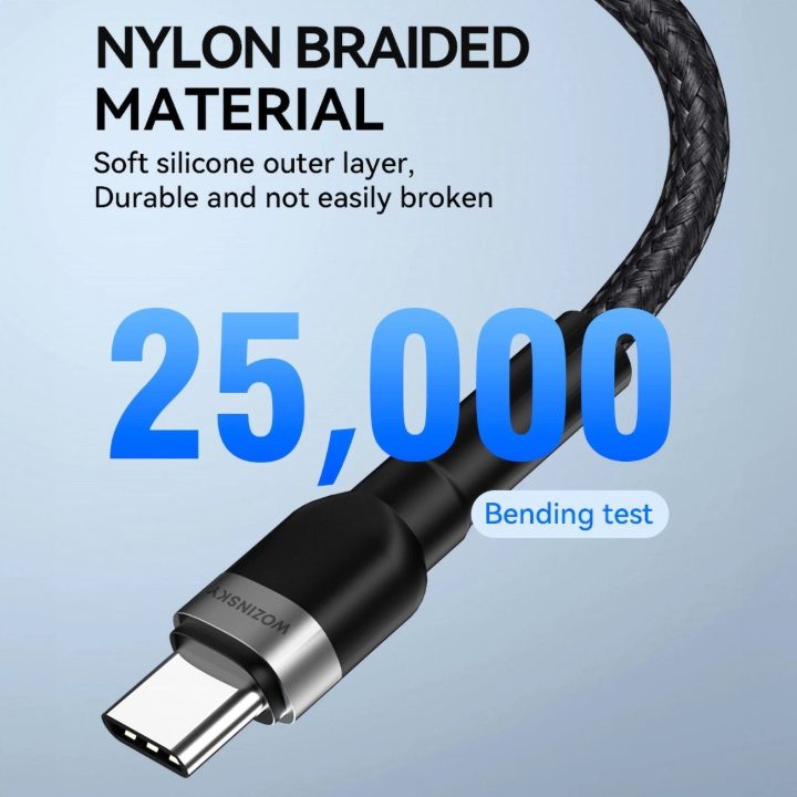 USB C PD 65W laidas 1 m - juodas