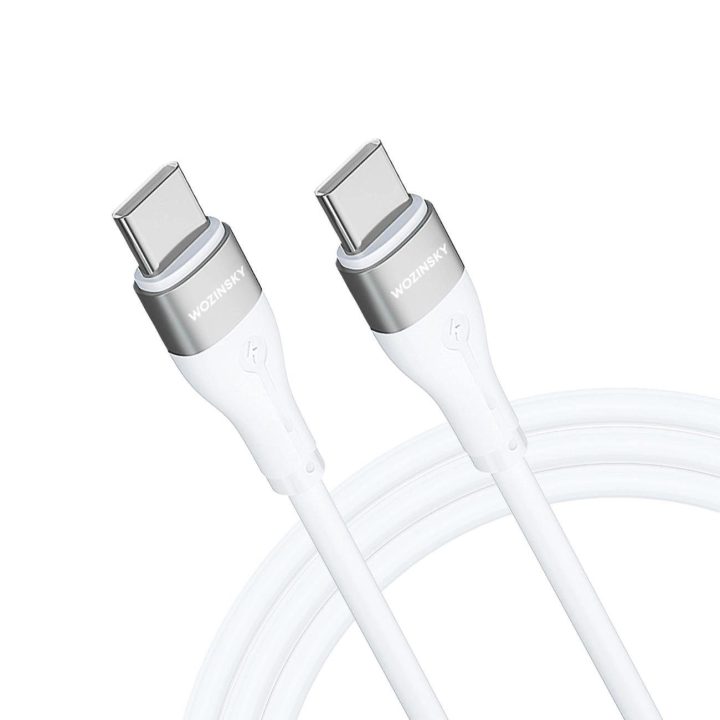 USB C PD 65W kabelis 2 m - baltos spalvos