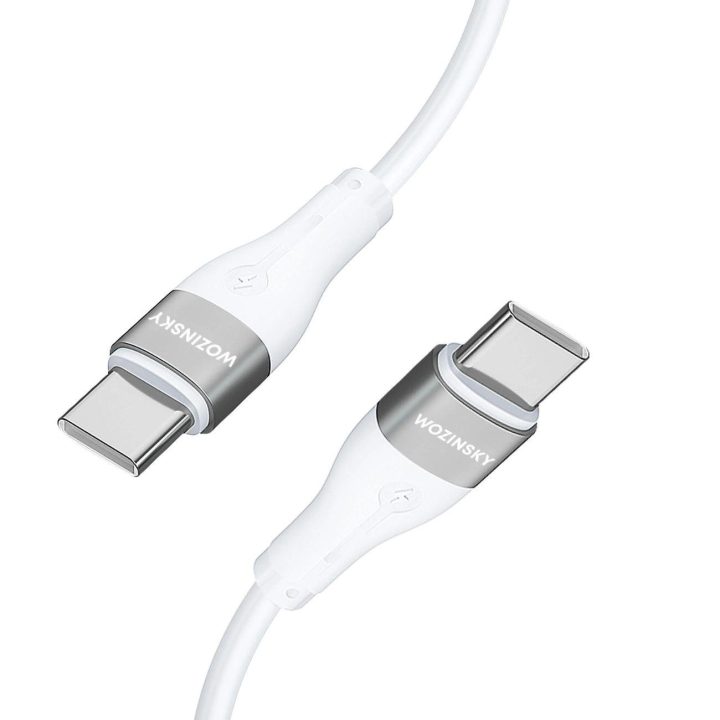 USB C PD 65W kabelis 2 m - baltos spalvos
