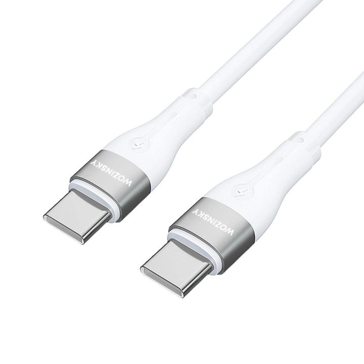 USB C PD 65W kabelis 2 m - baltos spalvos