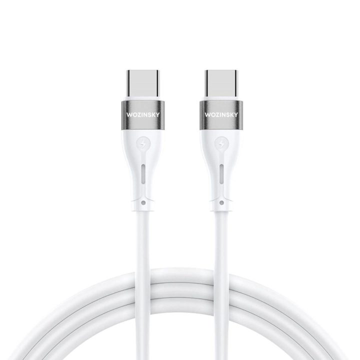 USB C PD 65W kabelis 2 m - baltos spalvos