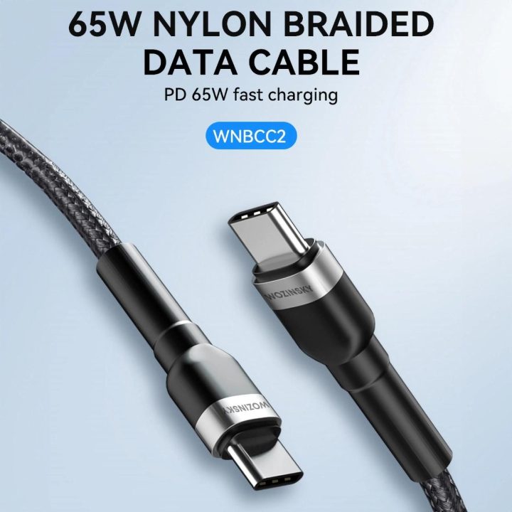USB C PD 65 W laidas, 2 m, juodas