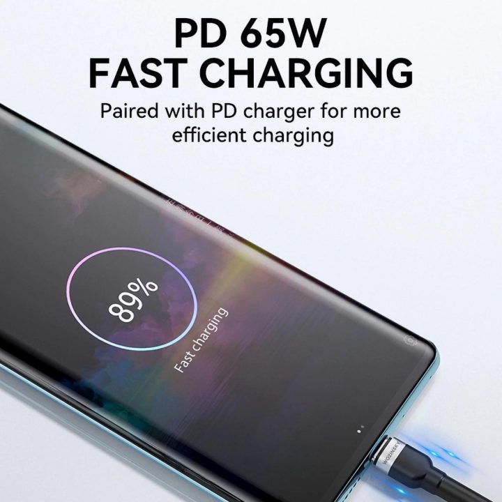 USB C PD 65 W laidas, 2 m, juodas
