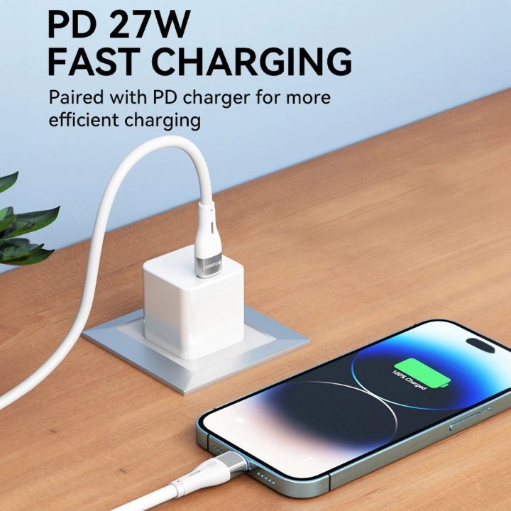 Lightning“ / USB-C PD 27 W kabelis, 1 m – baltas