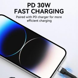 USB-C PD 30W kabelis 2 m - juodos spalvos
