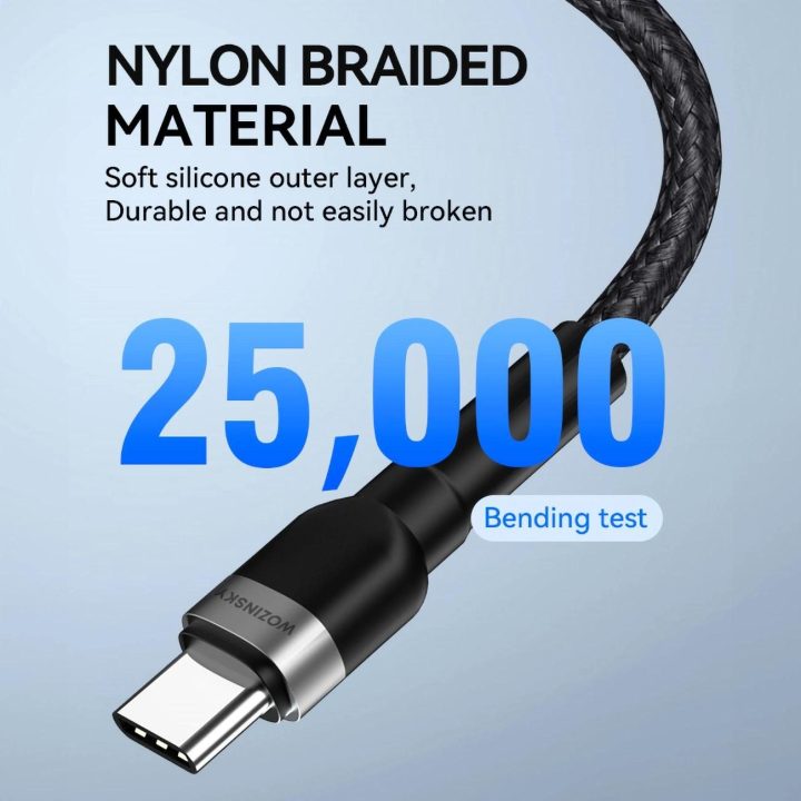 USB-C PD 30W kabelis 2 m - juodos spalvos