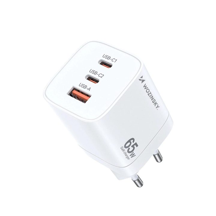 65W USB C GaN sieninis įkroviklis - baltas