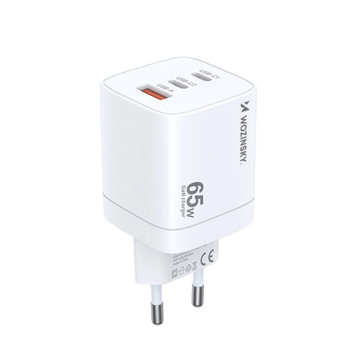 65W USB C GaN sieninis įkroviklis - baltas