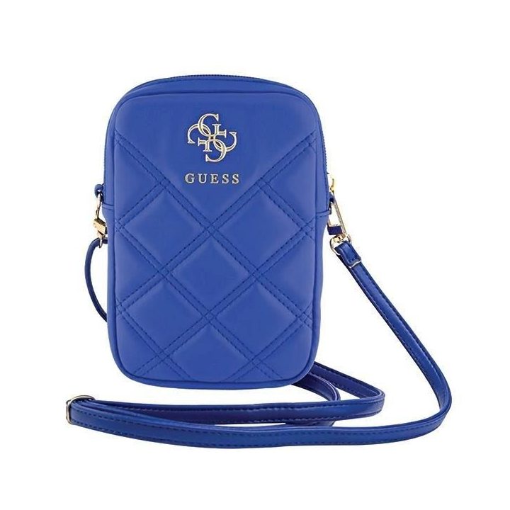 Telefono dėklas Guess Zip Quilted 4G rankinę – mėlyną