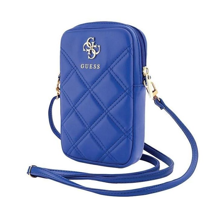 Telefono dėklas Guess Zip Quilted 4G rankinę – mėlyną