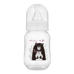 A0004 125 ml talpos baltas buteliukas su juodu piešiniu Misio