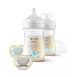 SCD837/11 Rinkinys iš 2 Responsive Natural 260 ml buteliukų su dekoru + Ultra Air žindukėlis 0-6 mėn.
