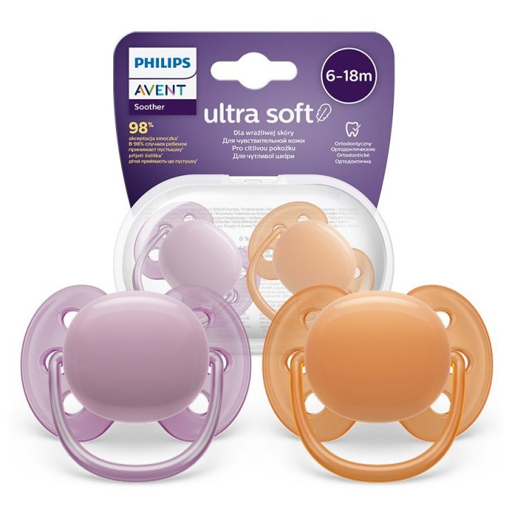SCF091/33 Smoczek Ultra Soft 6-18m oranžinis/violetinis