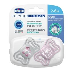 00071037110000 Žindukas PHYSIO LIGHT 2–6 mėn., silikoninis, 2 vnt., rožinis