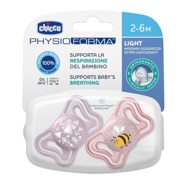00071037110000 Žindukas PHYSIO LIGHT 2–6 mėn., silikoninis, 2 vnt., rožinis