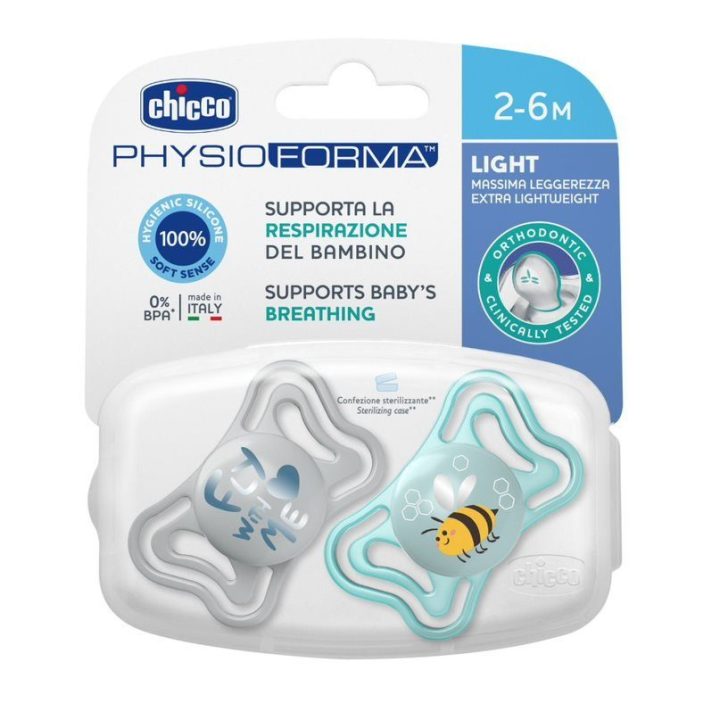 00071037210000 Žindukas PHYSIO LIGHT 2-6 mėn. silikonas 2 vnt. mėlynas
