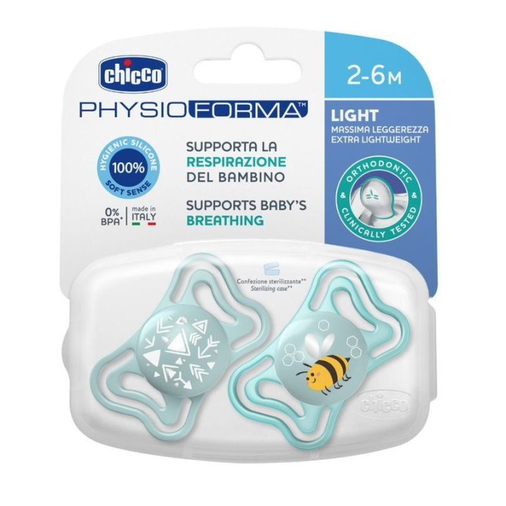 00071037210000 Žindukas PHYSIO LIGHT 2-6 mėn. silikonas 2 vnt. mėlynas