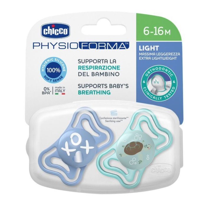 00071038210000 Smoczek PHYSIO LIGHT 6-16 mėn. sil. 2 vnt. mėlynas