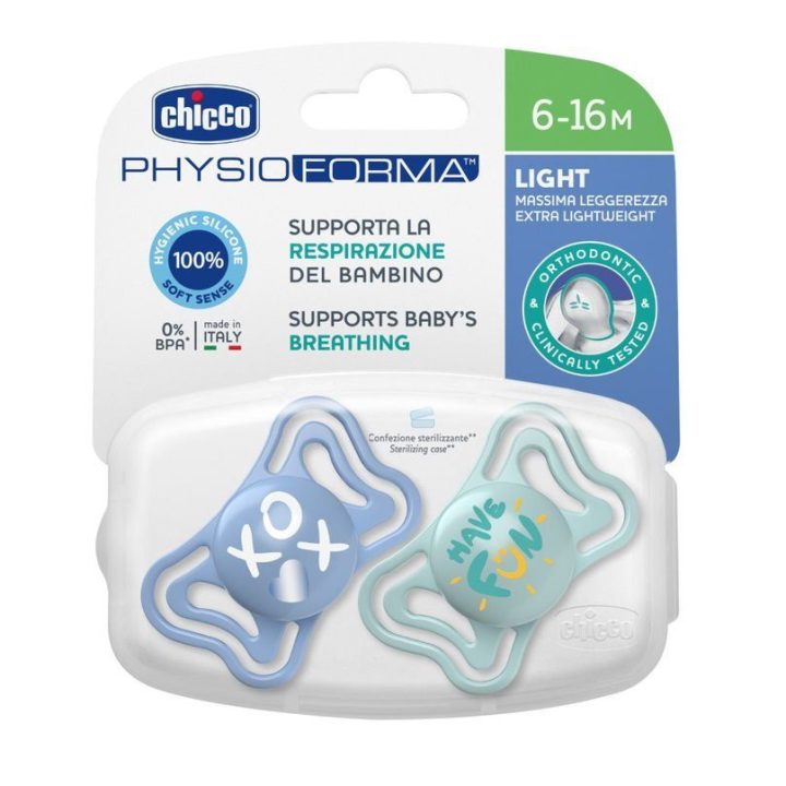 00071038210000 Smoczek PHYSIO LIGHT 6-16 mėn. sil. 2 vnt. mėlynas