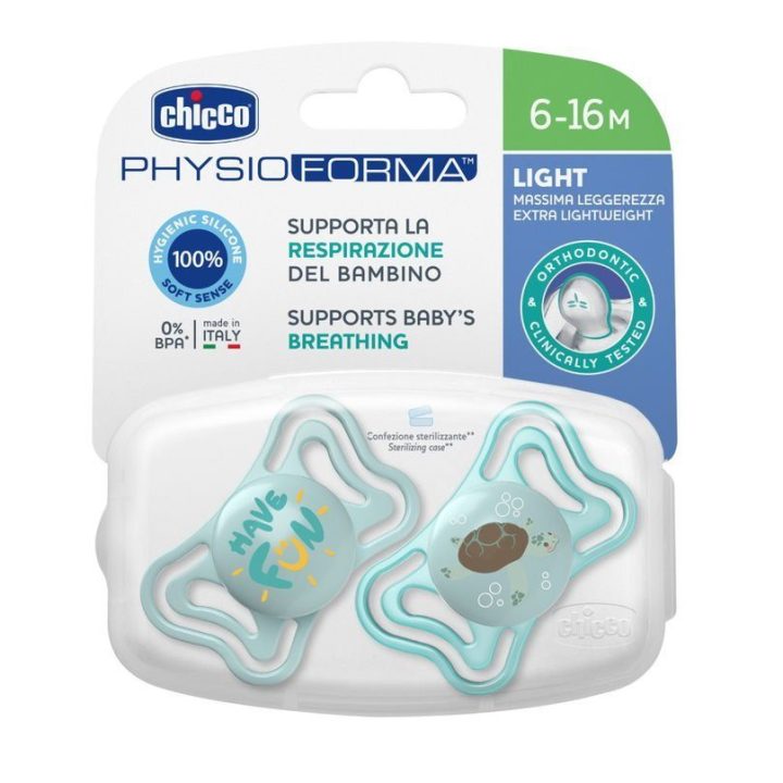 00071038210000 Smoczek PHYSIO LIGHT 6-16 mėn. sil. 2 vnt. mėlynas