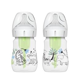 Dr.Browns WB52014 Buteliukas platus kaklelis 150 ml OPTIONS PLUS 2-pak Džiunglės