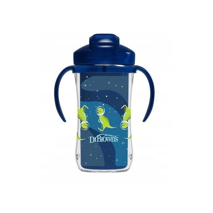 Dr.Browns TC01202 Terminis puodelis su šiaudeliu, 300 ml, mėlynas, 12+