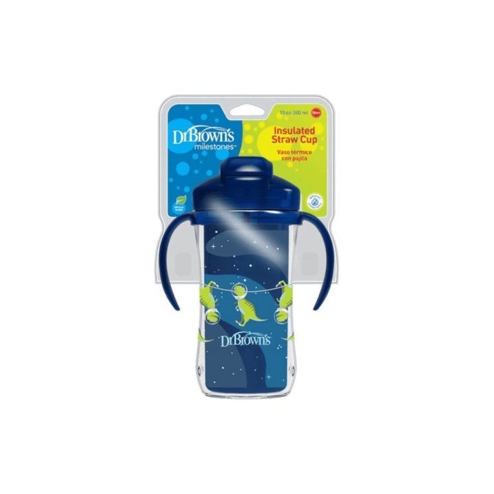 Dr.Browns TC01202 Terminis puodelis su šiaudeliu, 300 ml, mėlynas, 12+