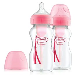 Dr.Browns WB92601 Butelis su plačiu kakleliu 270 ml PP OPTIONS PLUS 2 PAK rožinis