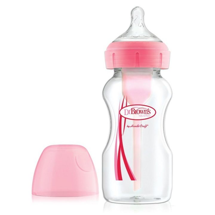 Dr. Browns WB91601 Platus kaklelis, 270 ml, PP OPTIONS PLUS, rožinis