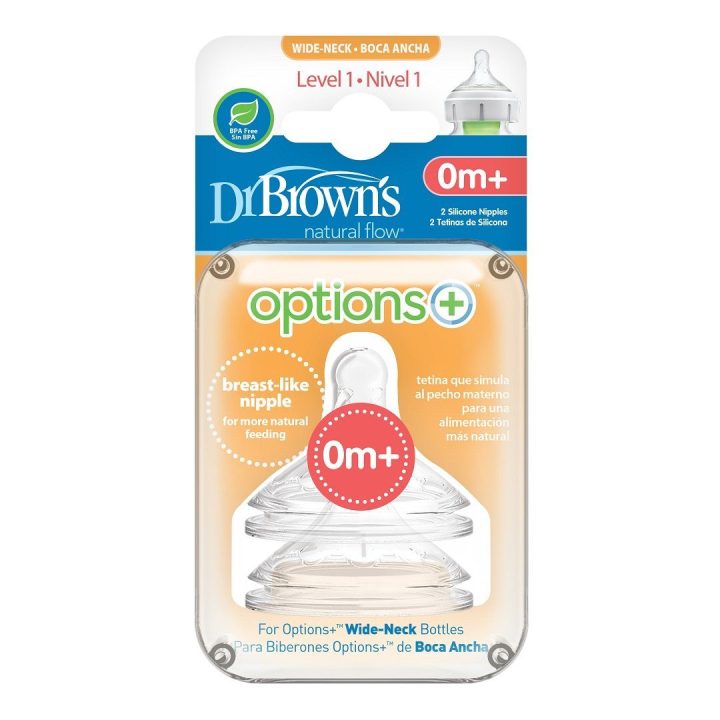 Dr.Browns WN1201 Spenelio kaklelis platus 1 lygis buteliukams OPTIONS+ 2 vnt.
