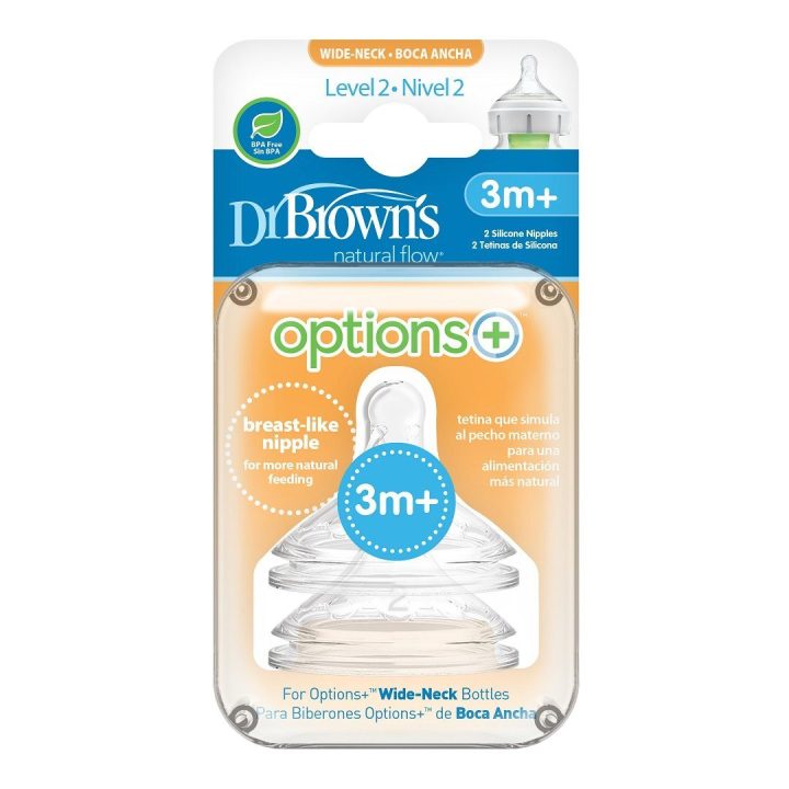 Dr.Browns WN2201 Plieninis buteliukas 2 lygio žindukas OPTIONS+ su plačia kakleliu, 2 vnt. pakuotė