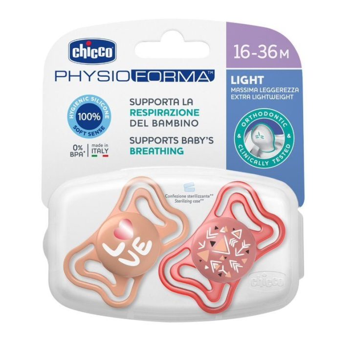 00071039110000 Žindukas PHYSIO LIGHT 16-36M, 2 vnt. rožinės spalvos