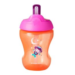 TT 447154 Mergaitės neišsiliejantis puodelis su šiaudeliu nuo 7 mėn. 260 ml