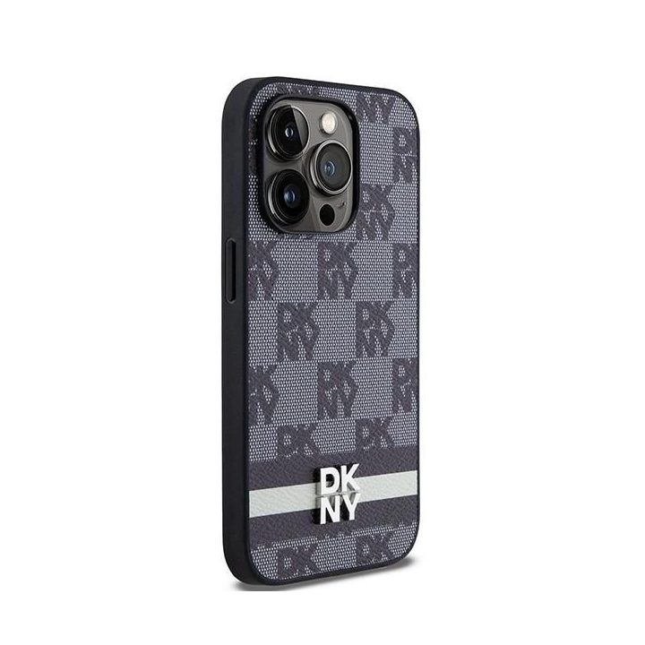 DKNY odinis dryžuotas Mono“ rašto ir spausdintų linijų dėklas iPhone 14 Pro“ - juodas