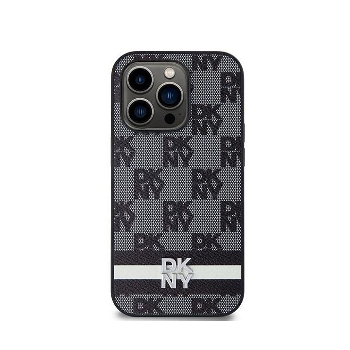 DKNY odinis dryžuotas Mono“ rašto ir spausdintų linijų dėklas iPhone 14 Pro“ - juodas