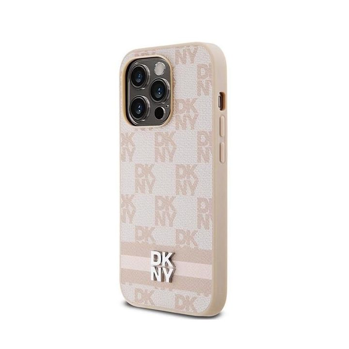 DKNY“ odinis čekinio rašto dangtelis su spausdintais dryžiais iPhone 14 Pro“ – rožinis