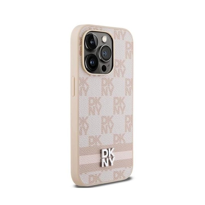 DKNY“ odinis čekinio rašto dangtelis su spausdintais dryžiais iPhone 14 Pro“ – rožinis