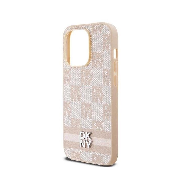 DKNY“ odinis čekinio rašto dangtelis su spausdintais dryžiais iPhone 14 Pro“ – rožinis