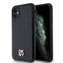 DKNY odos rašto logotipas ant metalinio telefono dėklo MagSafe“ skirtas iPhone 11/Xr“ - juodos spalvos