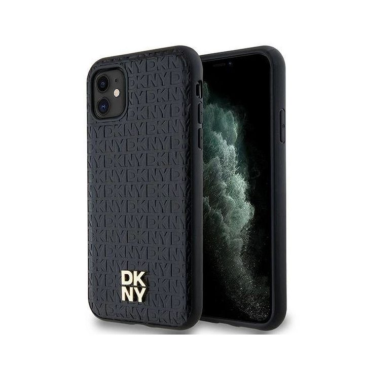 DKNY odos rašto logotipas ant metalinio telefono dėklo MagSafe“ skirtas iPhone 11/Xr“ - juodos spalvos